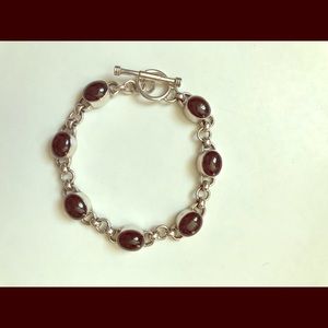 VINTAGE Silpada Garnet & Silver Toggle Bracelet